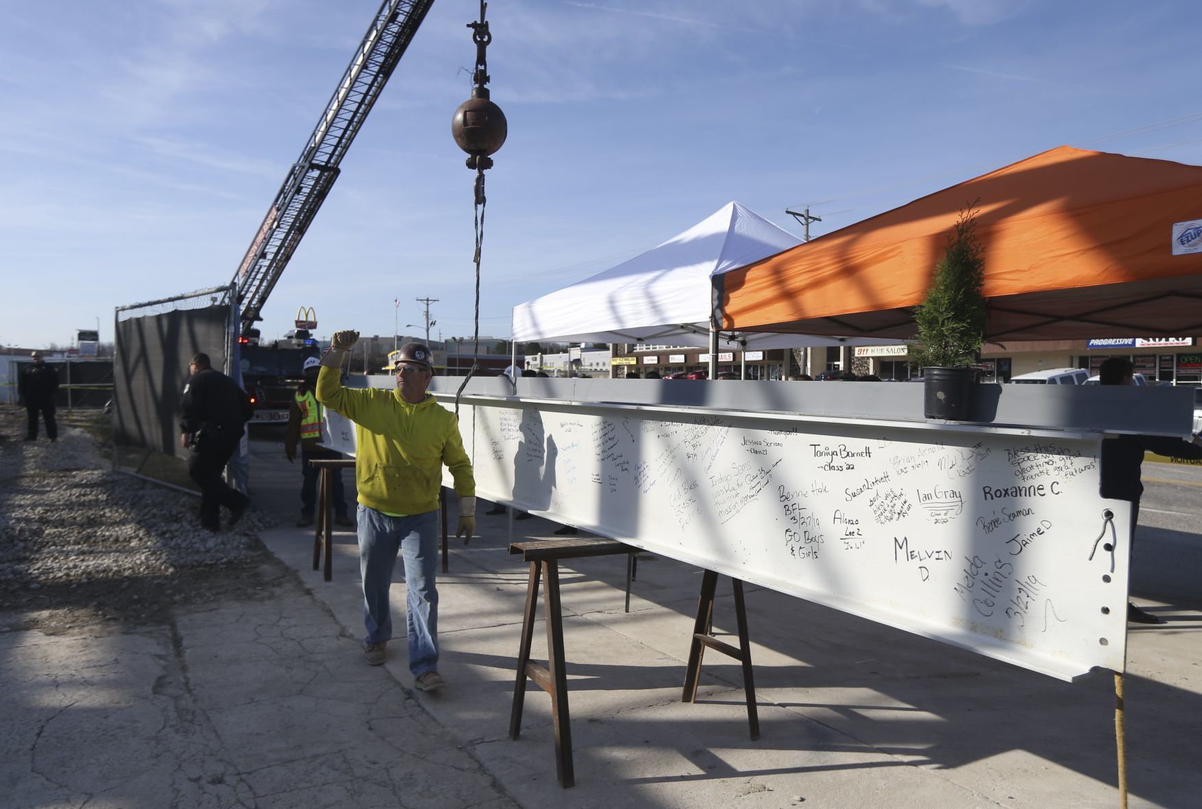 Topping out ceremony at Teen Center in Ferguson